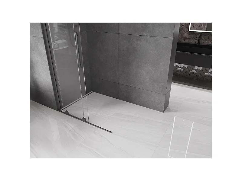 Mexen Velar pannello doccia scorrevole Walk-in 90 x 200 cm, trasparente 8 mm, grigio arma spazzolato - 871-090-000-03-66