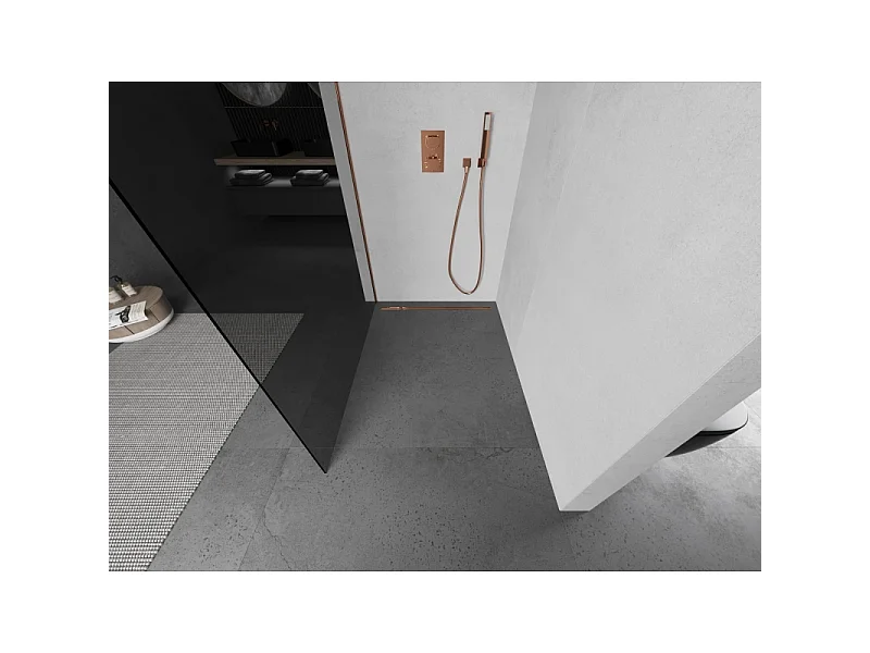 Mexen Kioto L panel de ducha Walk-in 90 x 200 cm, grafito, oro rosa - 800-090-103-60-40