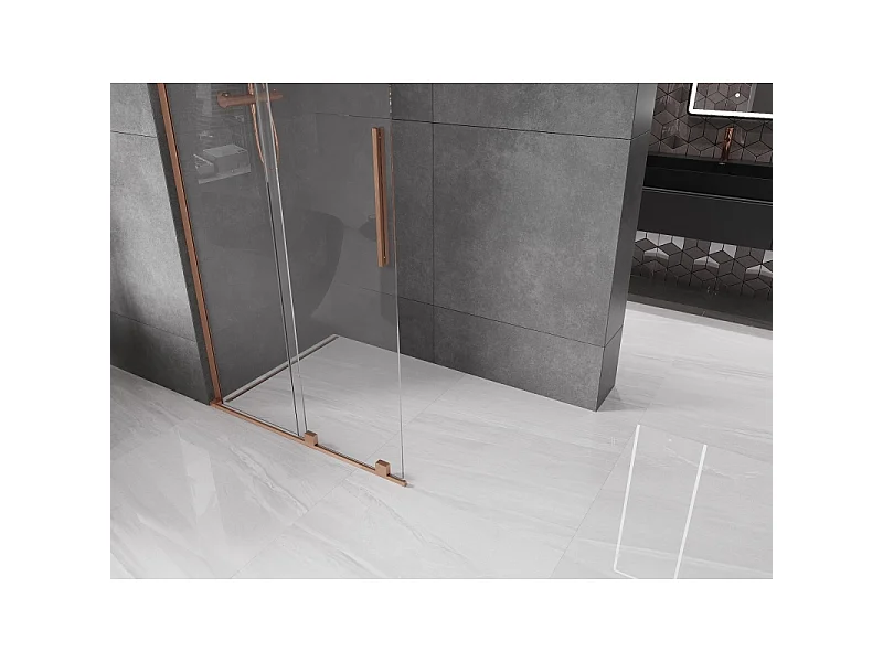 Mexen Velar L paroi de douche coulissante Walk-in 120 x 200 cm, transparent 8 mm, cuivre brossé - 871-120-003-03-65