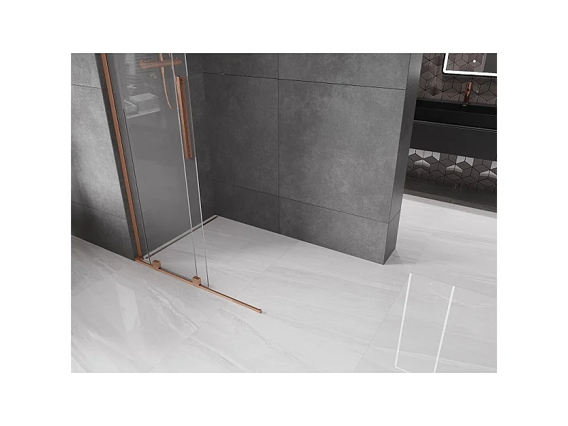 Mexen Velar L paroi de douche coulissante Walk-in 120 x 200 cm, transparent 8 mm, cuivre brossé - 871-120-003-03-65