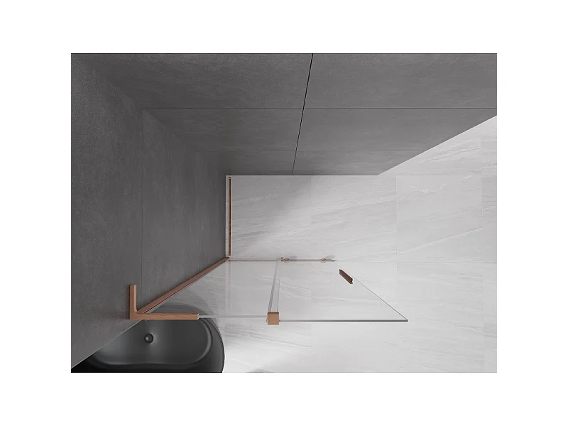 Mexen Velar L paroi de douche coulissante Walk-in 120 x 200 cm, transparent 8 mm, cuivre brossé - 871-120-003-03-65