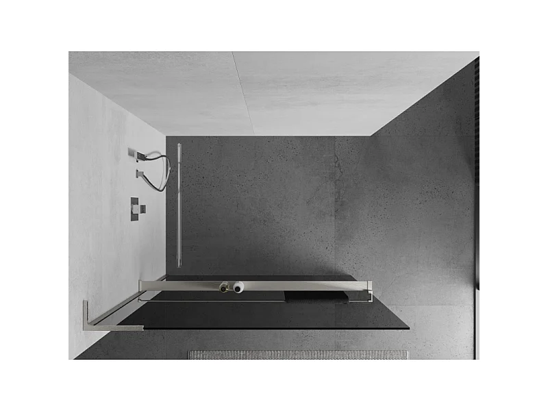 Mexen Kioto+ L paroi de douche avec étagère Walk-in 70 x 200 cm, graphite, nickel brossé - 800-070-123-97-40