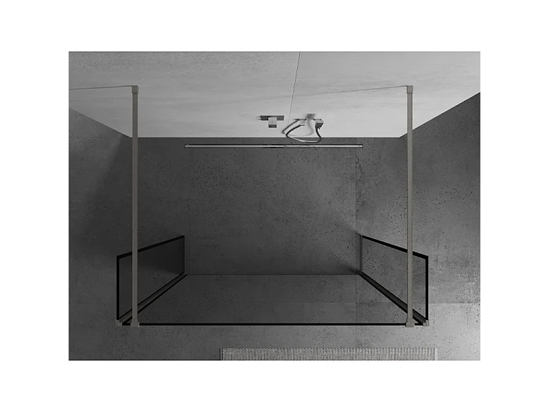 Mexen Kioto parede divisória de duche autónoma 120 x 30 x 30 cm, moldura preta, níquel escovado - 800-120-030-222-97-70-030