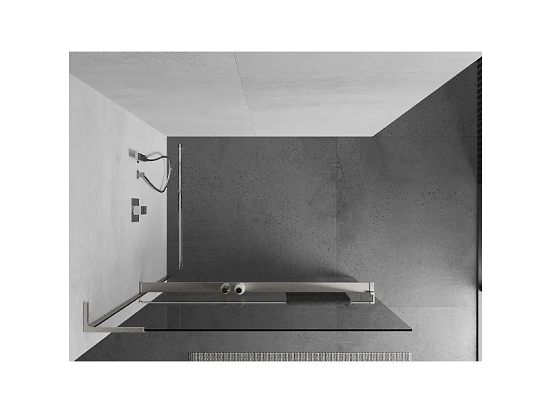Mexen Kioto+ L paroi de douche avec étagère Walk-in 115 x 200 cm, transparent, nickel brossé - 800-115-123-97-00