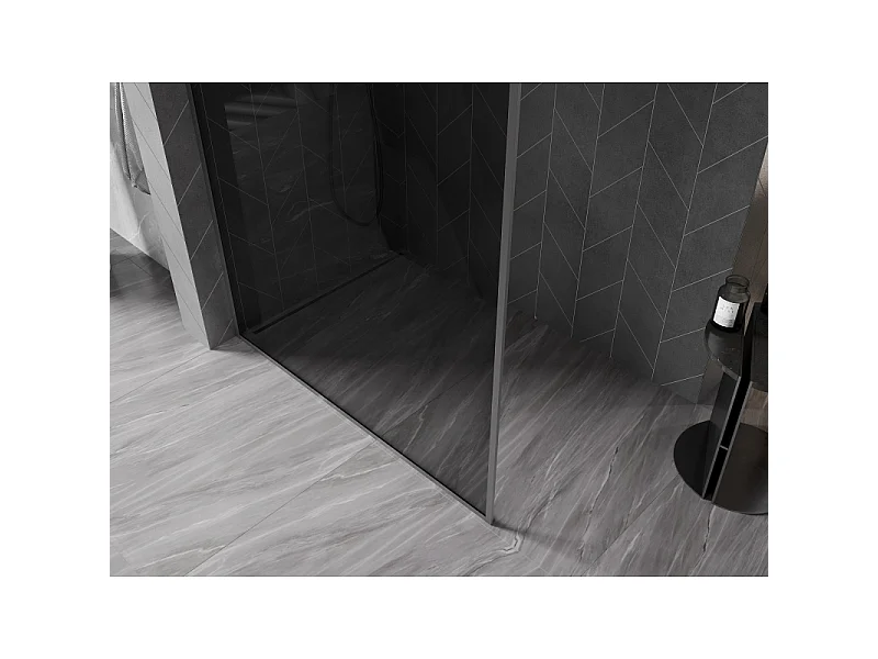 Mexen Kioto-XF divisória de duche Walk-in com moldura 160 x 202 cm, grafite 10 mm, metalizado a pistola - 800-160-104-95-40-X