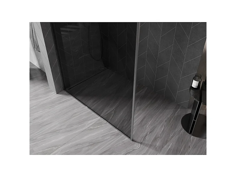 Mexen Kioto-XF painel de duche Walk-in com moldura 50 x 202 cm, grafite 10 mm, cinza arma escovado - 800-050-104-66-40-X