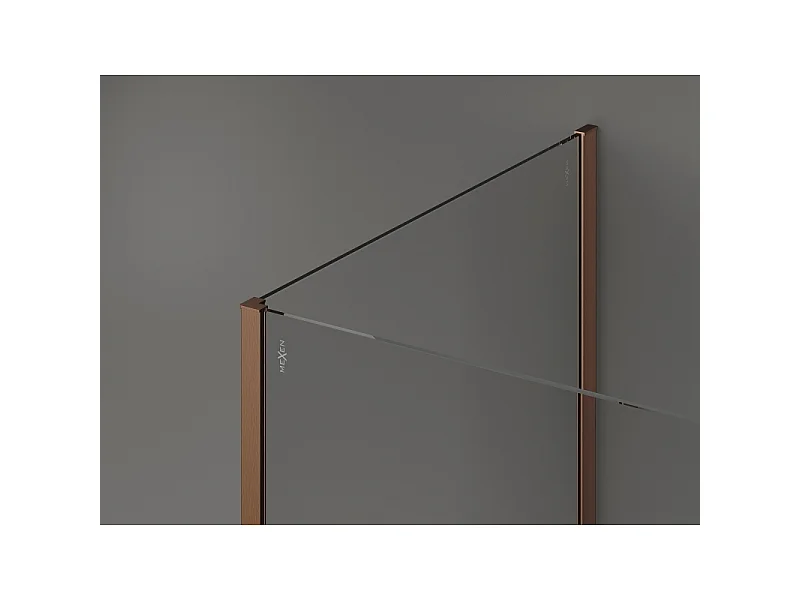 Mexen Kioto douchewand Walk-in 135 x 70 x 40 cm, transparant, geborsteld koper - 800-135-070-221-65-00-040