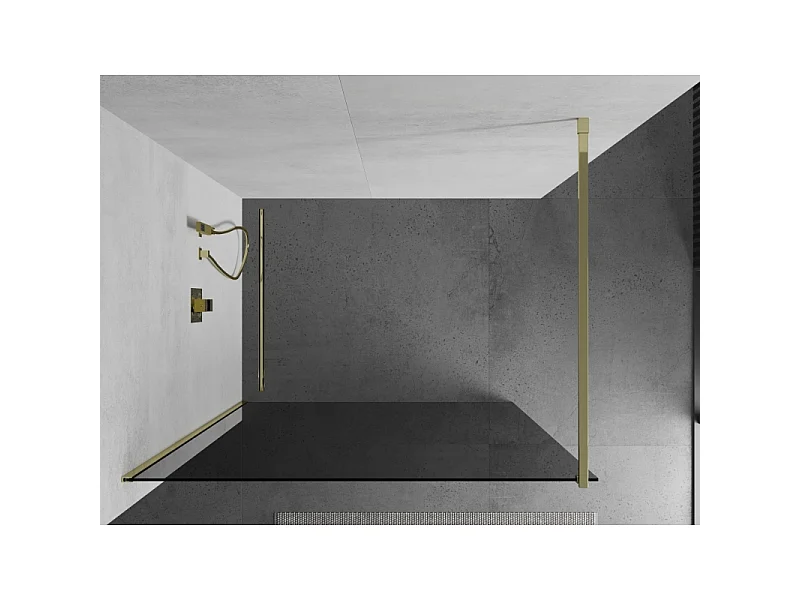 Mexen Kioto paroi de douche Walk-in 70 x 200 cm, graphite 8 mm, or - 800-070-101-50-40