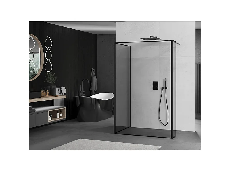Mexen Kioto douchewand Walk-in 140 x 100 x 40 cm, zwart frame, zwart - 800-140-100-221-70-70-040