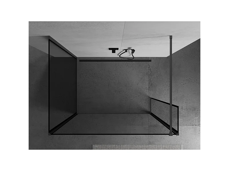 Mexen Kioto douchewand Walk-in 130 x 90 x 40 cm, zwart frame, borstel grijs - 800-130-090-221-66-70-040