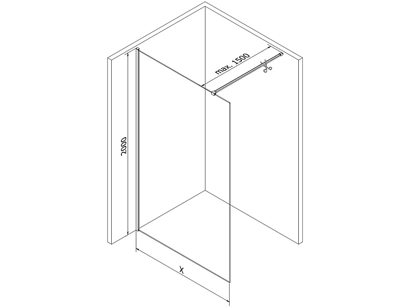 Mexen Kioto-X paroi de douche Walk-in 60 x 200 cm, graphite 10 mm, noir - 800-060-101-70-40-X