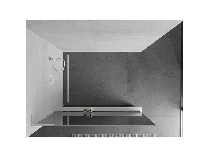 Mexen Kioto+ L divisória de duche com prateleira Walk-in 100 x 200 cm, espelho, branco - 800-100-123-20-50