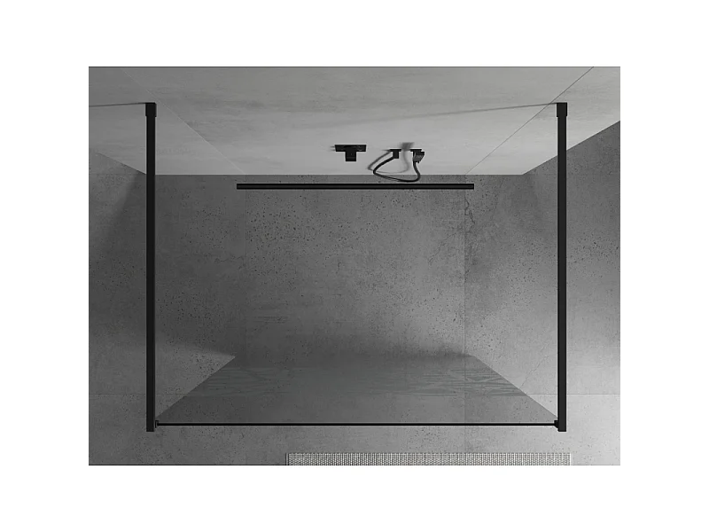 Mexen Kioto fritstående brusevæg 100 x 200 cm, hvidt mønster 8 mm, sort - 800-100-002-70-85