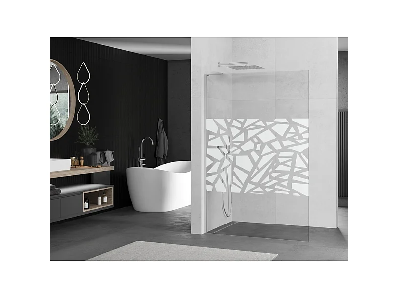 Mexen Kioto L ścianka prysznicowa Walk-in 110 x 200 cm, biały wzór, chrom - 800-110-103-01-85