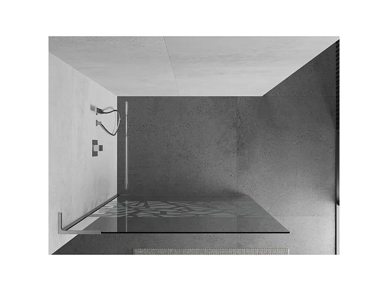 Mexen Kioto L ścianka prysznicowa Walk-in 110 x 200 cm, biały wzór, chrom - 800-110-103-01-85
