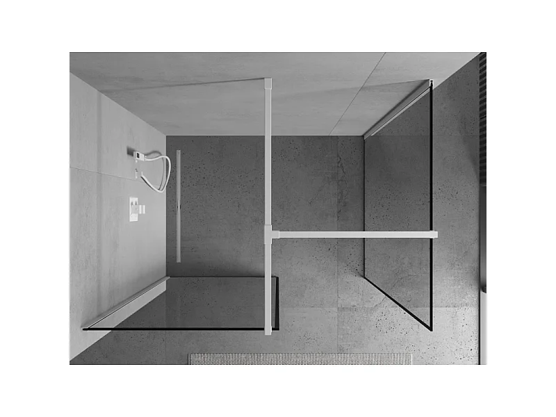 Mexen Kioto paroi de douche Walk-in 140 x 110 cm, cadre noir, blanc - 800-140-202-20-70-110