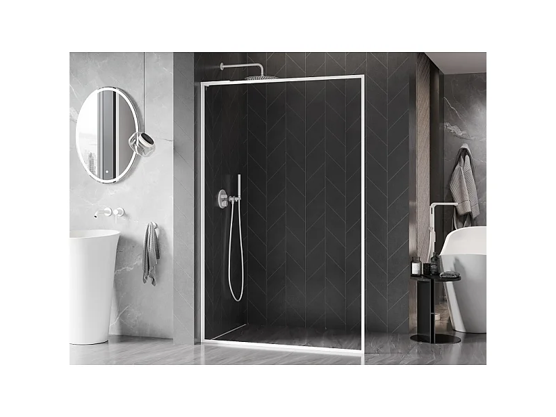 Mexen Kioto-XF L paroi de douche Walk-in avec cadre 50 x 202 cm, transparent 10 mm, blanc - 800-050-174-20-00-XF