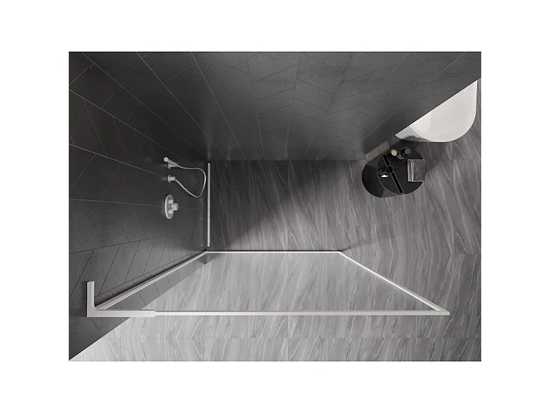 Mexen Kioto-XF L paroi de douche Walk-in avec cadre 50 x 202 cm, transparent 10 mm, blanc - 800-050-174-20-00-XF