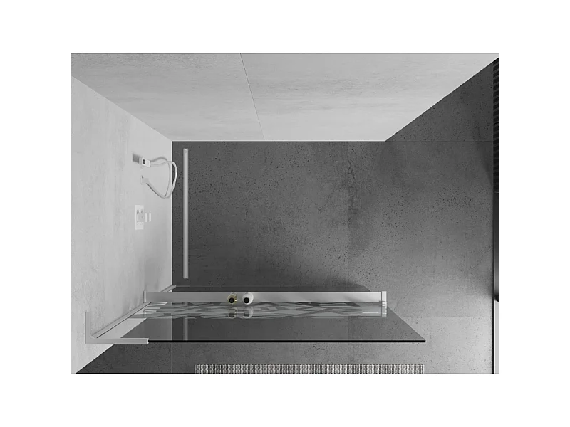 Mexen Kioto+ L brusevæg med hylde Walk-in 70 x 200 cm, hvidt mønster, hvid - 800-070-123-20-85