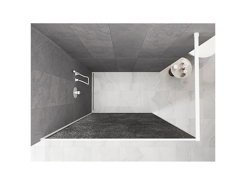 Mexen Kioto paroi de douche Walk-in 110 x 200 cm, crackle graphite 12 mm, blanc - 800-110-101-20-44-X