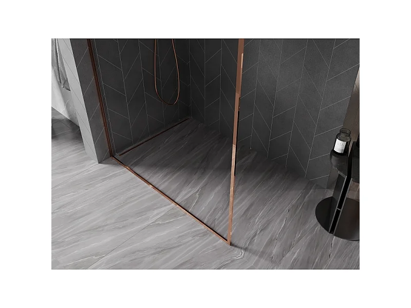 Mexen Kioto-F L paroi de douche Walk-in avec cadre 115 x 202 cm, transparent 8 mm, or rose - 800-115-174-60-00