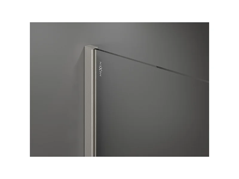 Mexen Kioto+ brusevæg med hylde Walk-in 130 x 200 cm, sort gitter, børstet nikkel - 800-130-121-97-77