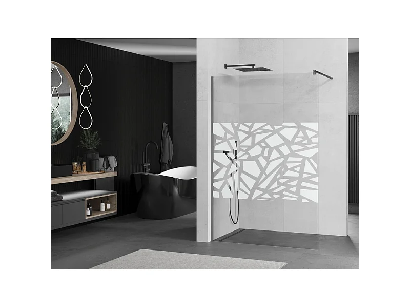 Mexen Kioto brusevæg Walk-in 140 x 200 cm, hvidt mønster 8 mm, gun metal - 800-140-101-95-85