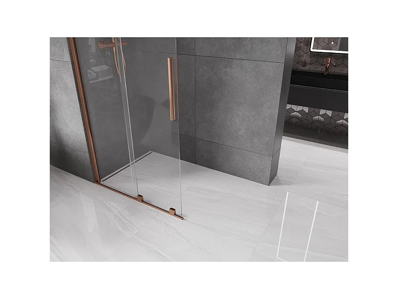 Mexen Velar skydedøren brusevæg Walk-in 75 x 200 cm, transparent 8 mm, rosaguld - 871-075-000-03-60
