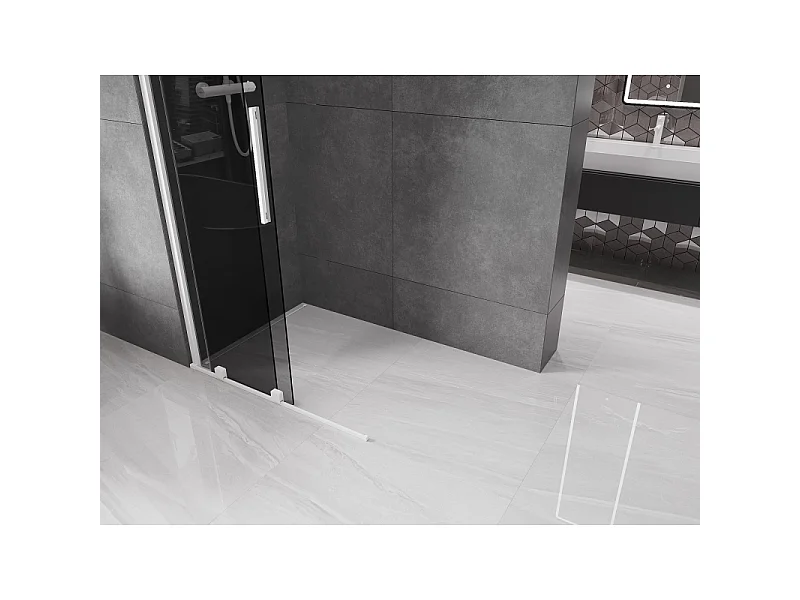 Mexen Velar Walk-in Shower Wall, Sliding 80 x 200 cm, Graphite 8 mm, White - 871-080-000-43-20