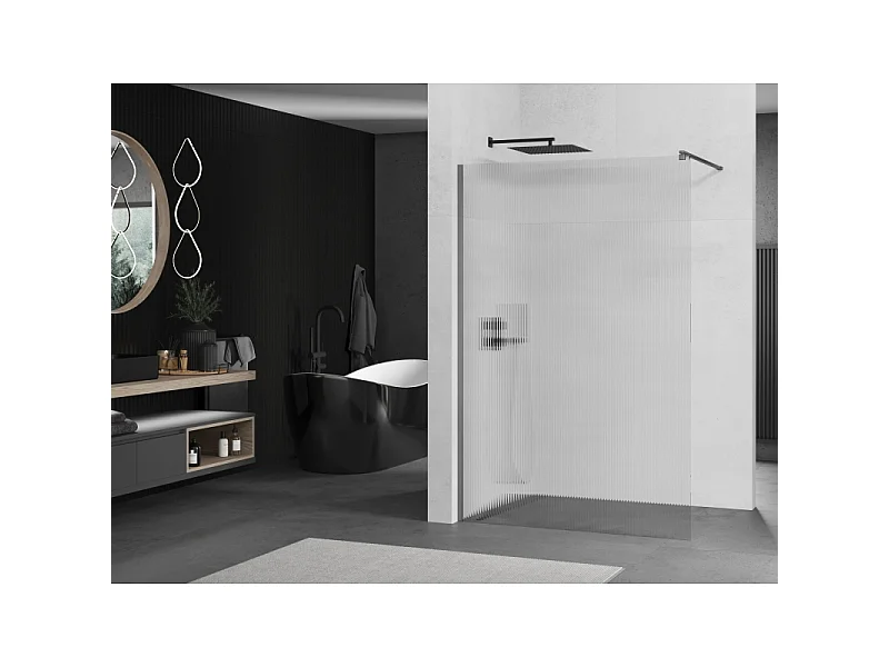 Mexen Kioto douchewand Walk-in 110 x 200 cm, strepen 8 mm, gun metal - 800-110-101-95-09