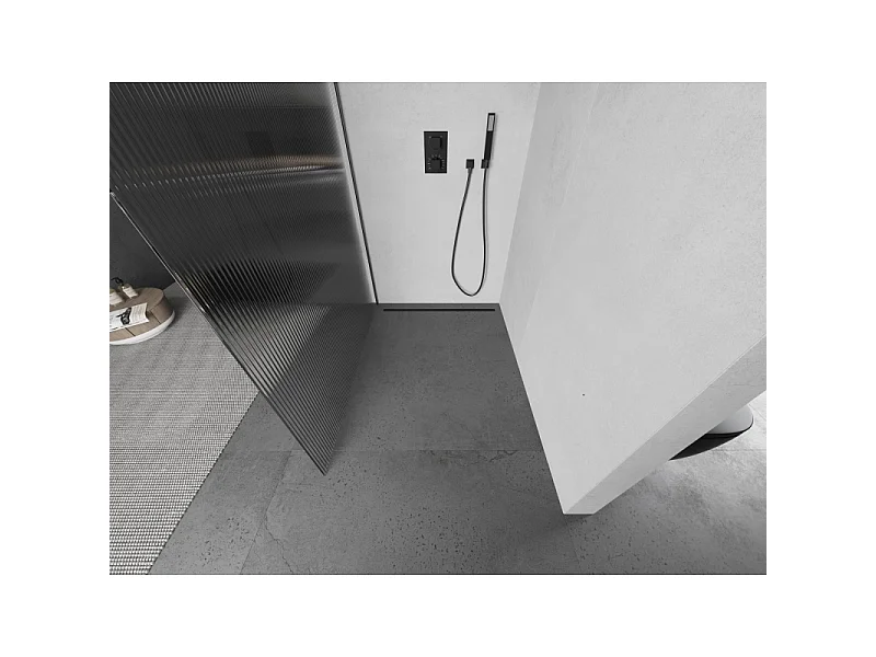 Mexen Kioto douchewand Walk-in 110 x 200 cm, strepen 8 mm, gun metal - 800-110-101-95-09