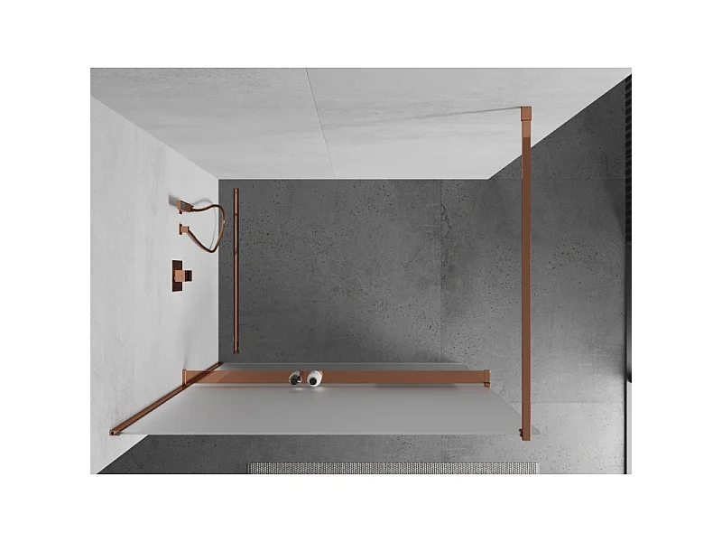 Mexen Kioto+ Duschwand mit Regal Walk-in 70 x 200 cm, Mattglas, Roségold - 800-070-121-60-30