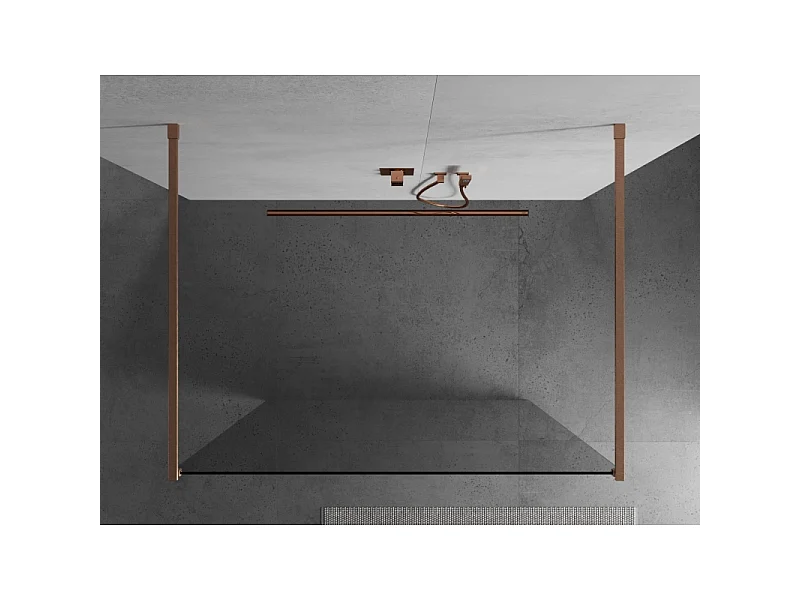Mexen Kioto freistehende Duschwand 150 x 200 cm, transparent 8 mm, gebürstetes Kupfer - 800-150-002-65-00