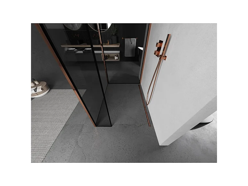 Mexen Kioto douchewand Walk-in 110 x 110 x 40 cm, zwart frame, roze goud - 800-110-110-221-60-70-040