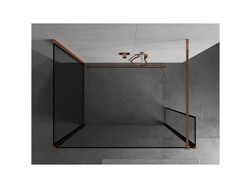 Mexen Kioto douchewand Walk-in 110 x 110 x 40 cm, zwart frame, roze goud - 800-110-110-221-60-70-040