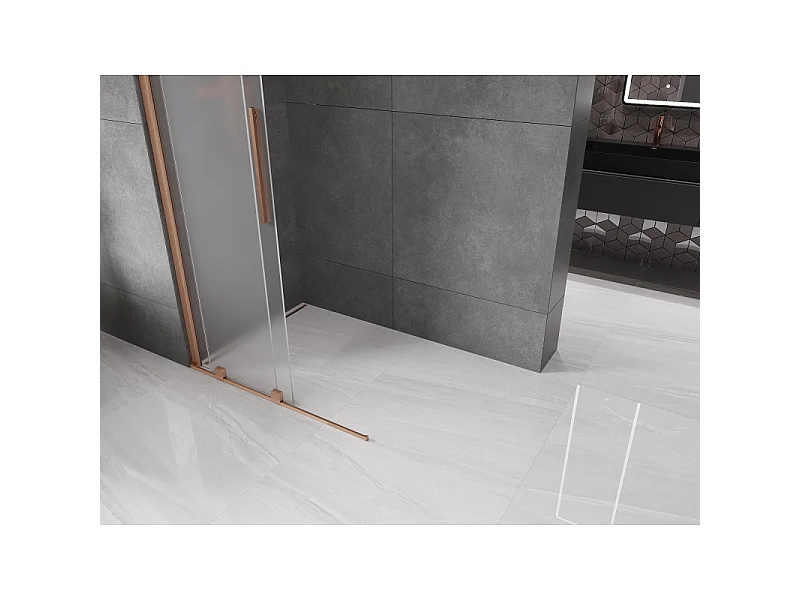 Mexen Velar Walk-in Shower Screen 75 x 200 cm, Frosted Glass 8 mm, Brushed Bronze - 871-075-000-33-65