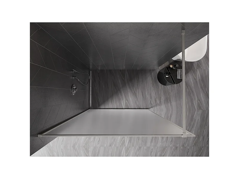 Mexen Kioto-XF parede de duche Walk-in com moldura 130 x 202 cm, fosco 10 mm, níquel escovado - 800-130-104-97-30-X