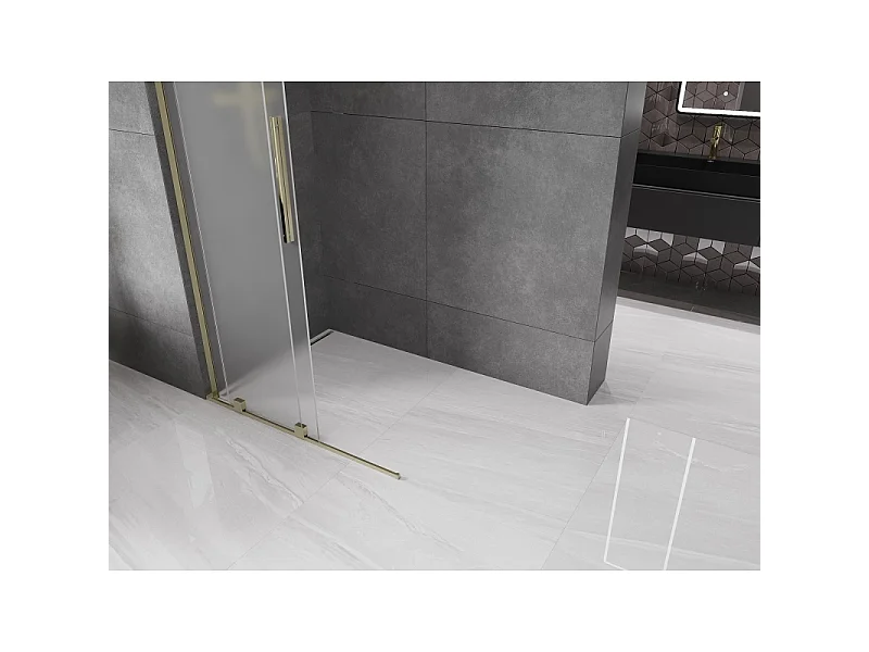 Mexen Velar L Sliding Shower Wall Walk-in 100 x 200 cm, Frosted 8 mm, Gold - 871-100-003-33-50