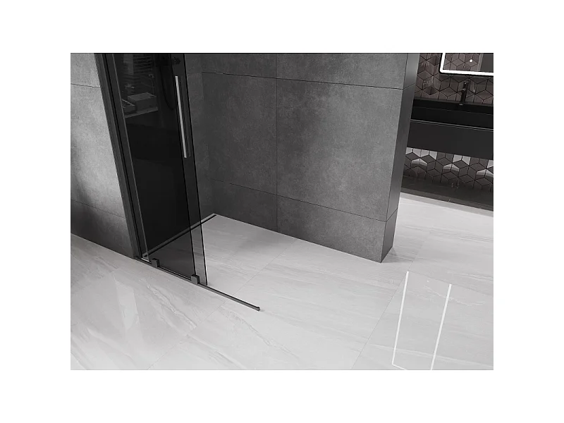 Mexen Velar Walk-in Shower Wall 80 x 200 cm, Graphite 8 mm, Gun Metal - 871-080-000-43-95