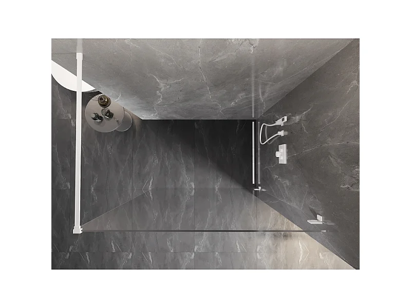 Mexen Lunar ścianka prysznicowa Walk-in prawa 110 x 200 cm, transparent 8 mm, biała - 830-110-000-20-00-P