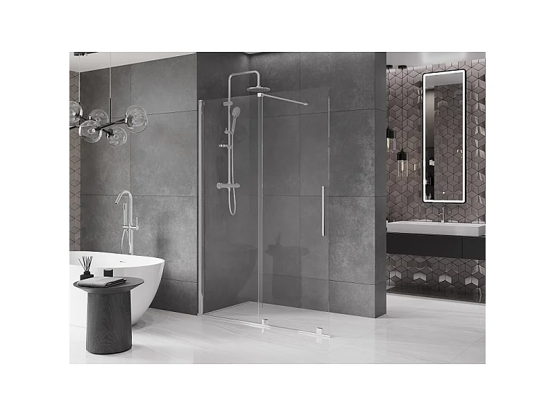 Mexen Velar Walk-in Shower Panel 160 x 200 cm, Transparent 8 mm, Chrome - 871-160-000-03-01