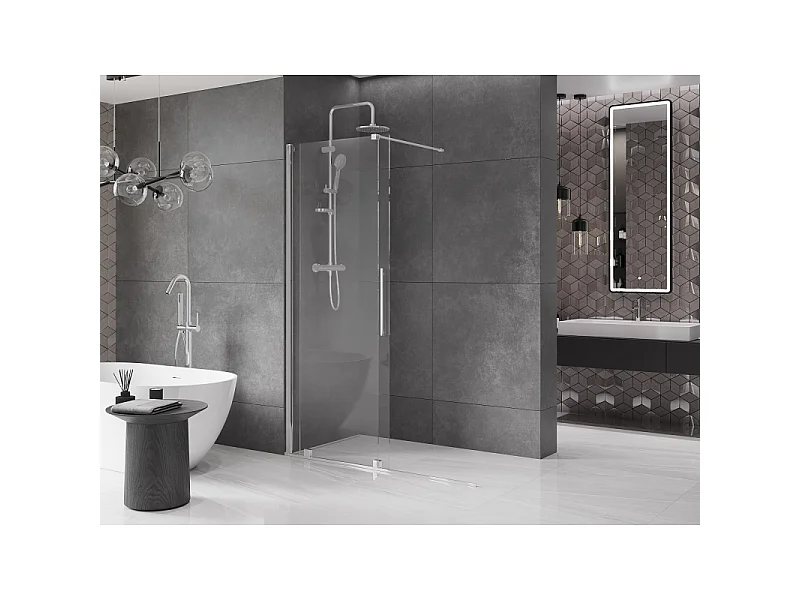 Mexen Velar Walk-in Shower Panel 160 x 200 cm, Transparent 8 mm, Chrome - 871-160-000-03-01