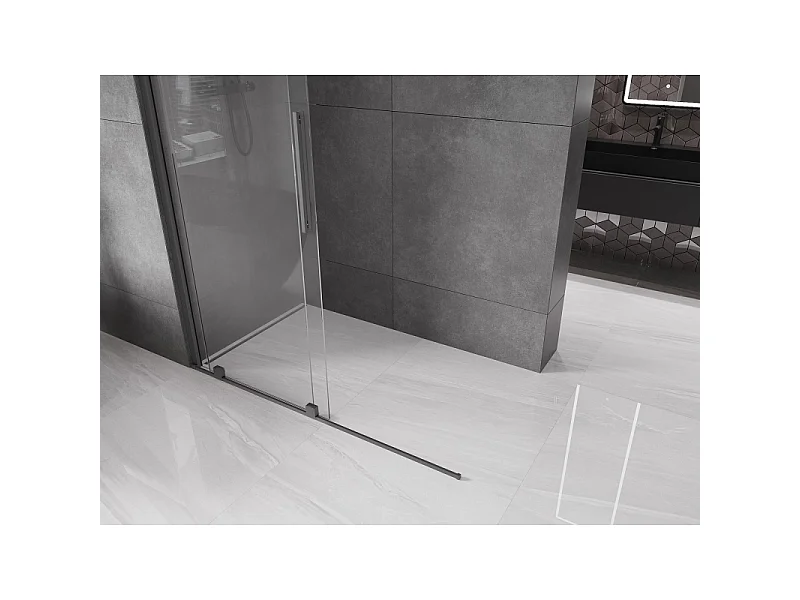 Mexen Velar sliding shower wall Walk-in 130 x 200 cm, transparent 8 mm, gun metal - 871-130-000-03-95