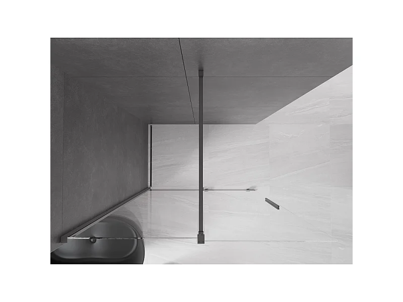 Mexen Velar sliding shower wall Walk-in 130 x 200 cm, transparent 8 mm, gun metal - 871-130-000-03-95