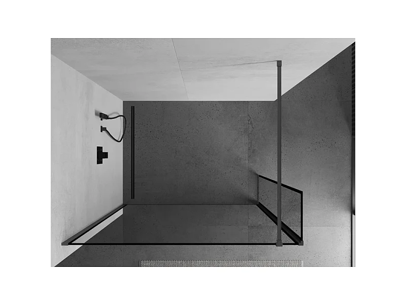 Mexen Kioto douchewand Walk-in 130 x 30 cm, zwart frame, geborstelde gun gray - 800-130-212-66-70-030