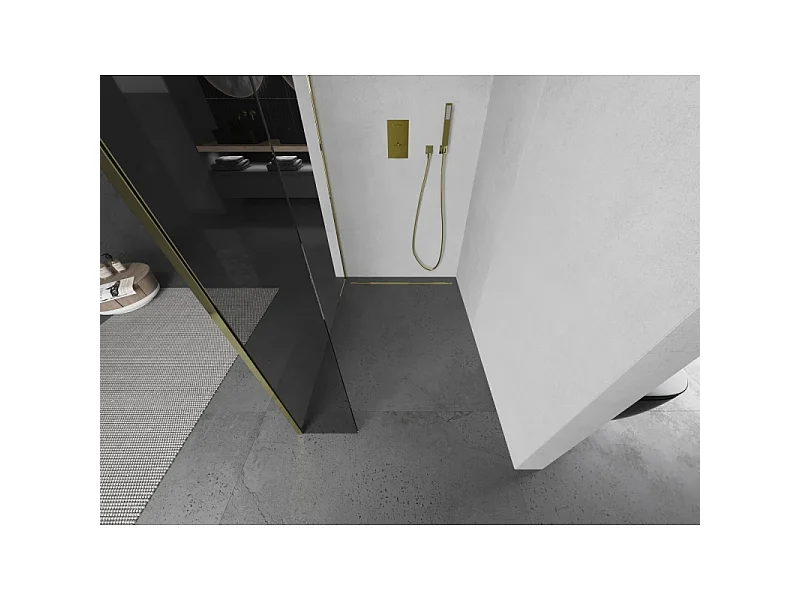 Mexen Kioto douchewand inloop 95 x 40 cm, transparant, goud - 800-095-212-50-00-040