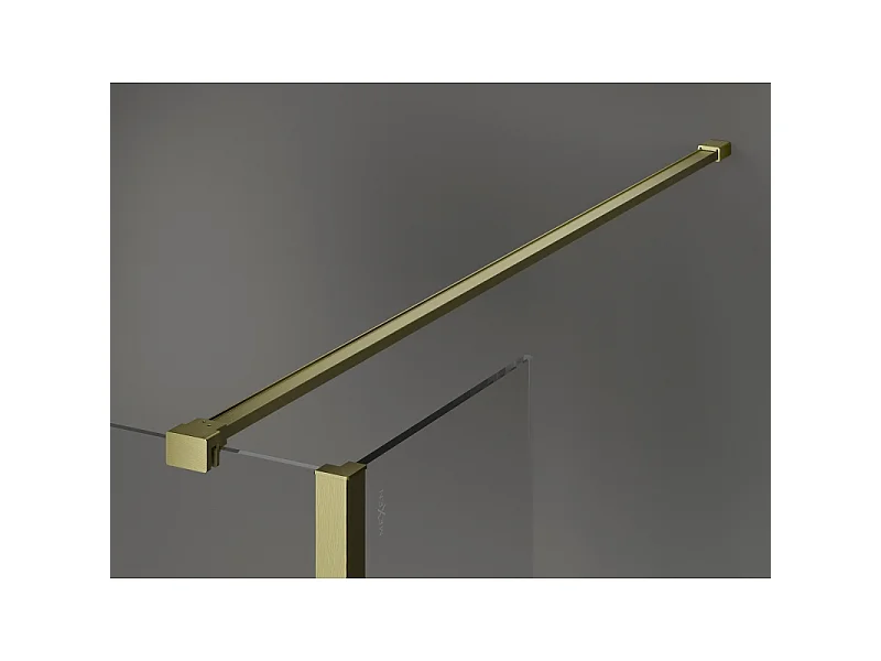 Mexen Kioto Brusevæg Walk-in 130 x 110 x 30 cm, sort ramme, børstet guld - 800-130-110-221-55-70-030