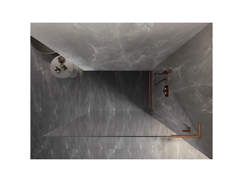 Mexen Lunar L Duschwand Walk-in rechts 100 x 200 cm, transparent 8 mm, gebürstetes Kupfer - 830L-100-000-65-00-P