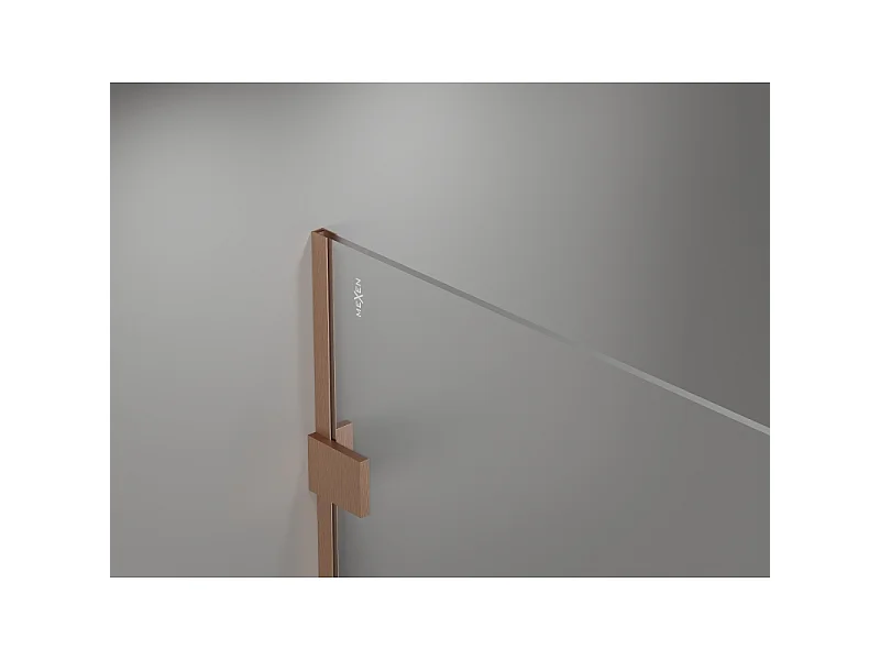 Mexen Lunar Duschwand Walk-in links 140 x 200 cm, transparent 8 mm, gebürstetes Kupfer - 830-140-000-65-00-L