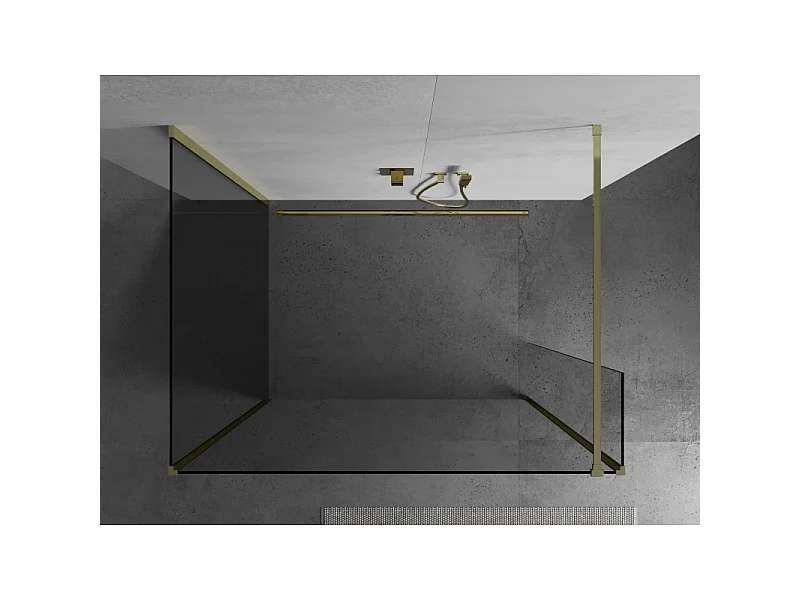 Mexen Kioto tuš stena Walk-in 140 x 80 x 40 cm, prozorna, zlata - 800-140-080-221-50-00-040
